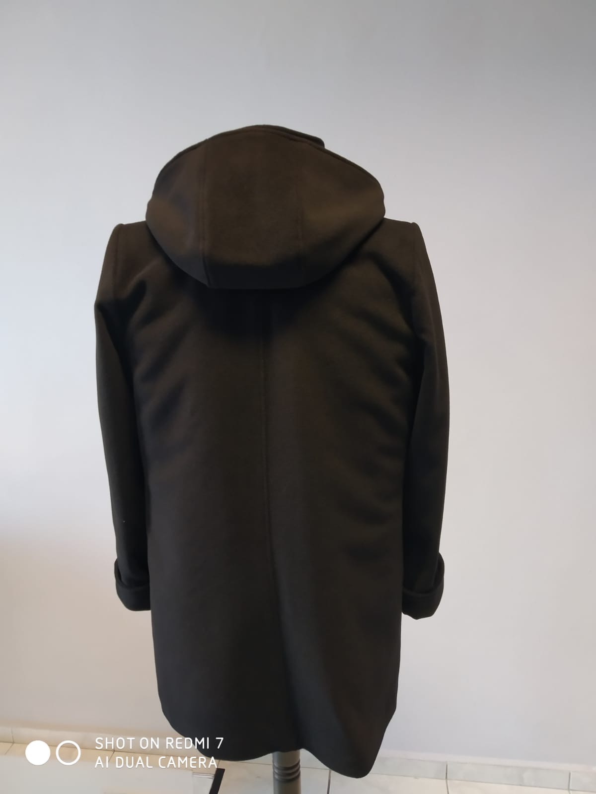 Černý flaušový 3/4 kabát