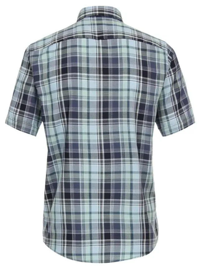 Casamoda modrá kostkovaná košile s krátkým rukávem
