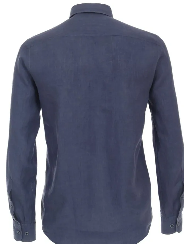 Casamoda pánská lněná košile s dlouhým rukávem tmavě modrá