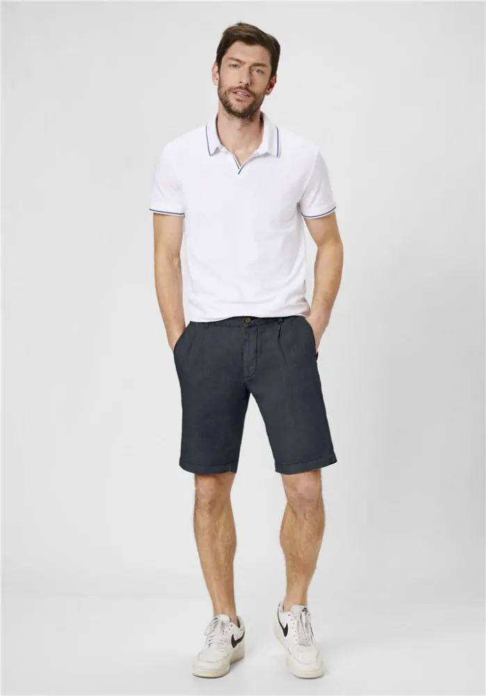 Pánské lněné šortky tmavě modré