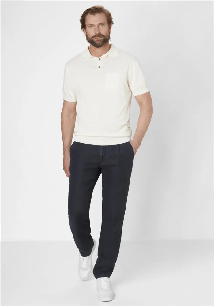 Pánské lněné kalhoty modré