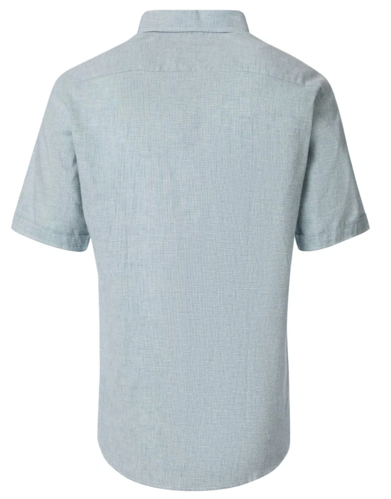 Casamoda lněná košile s krátkým rukávem zelenkavá až do vel. 8XL