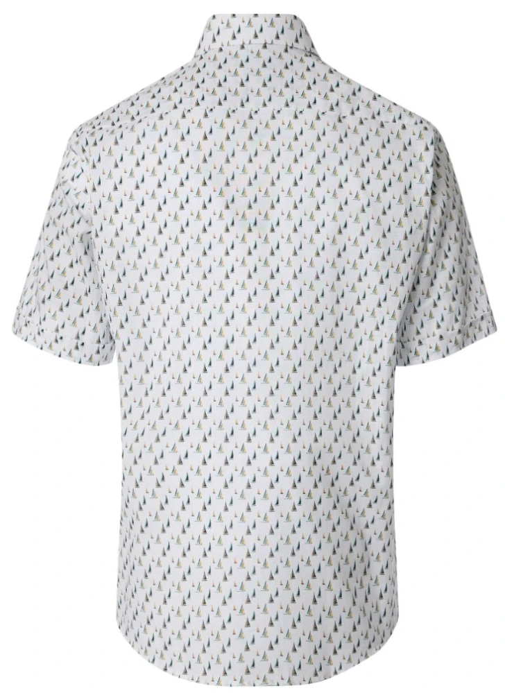 Casamoda svtělá košile s potiskem lodí s krátkým rukávem