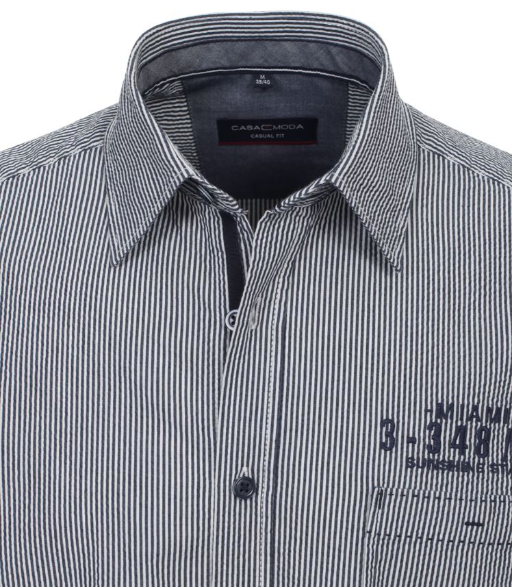 Casamoda košile krátký rukáv modrý proužek