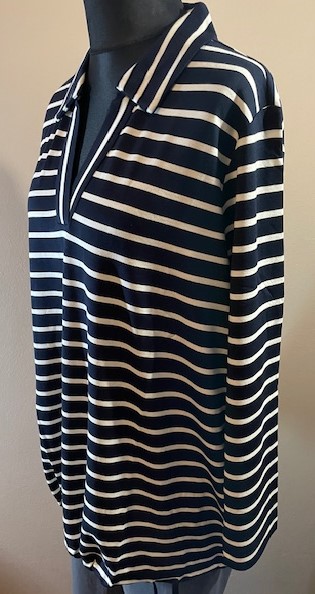 Via appia pruhované triko s rozhalenkou