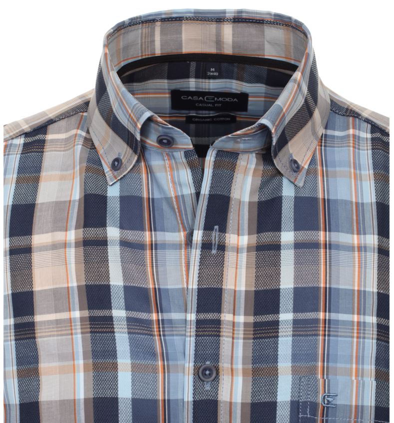 Casamoda pánská košile s krátkým rukávem modrá kostka