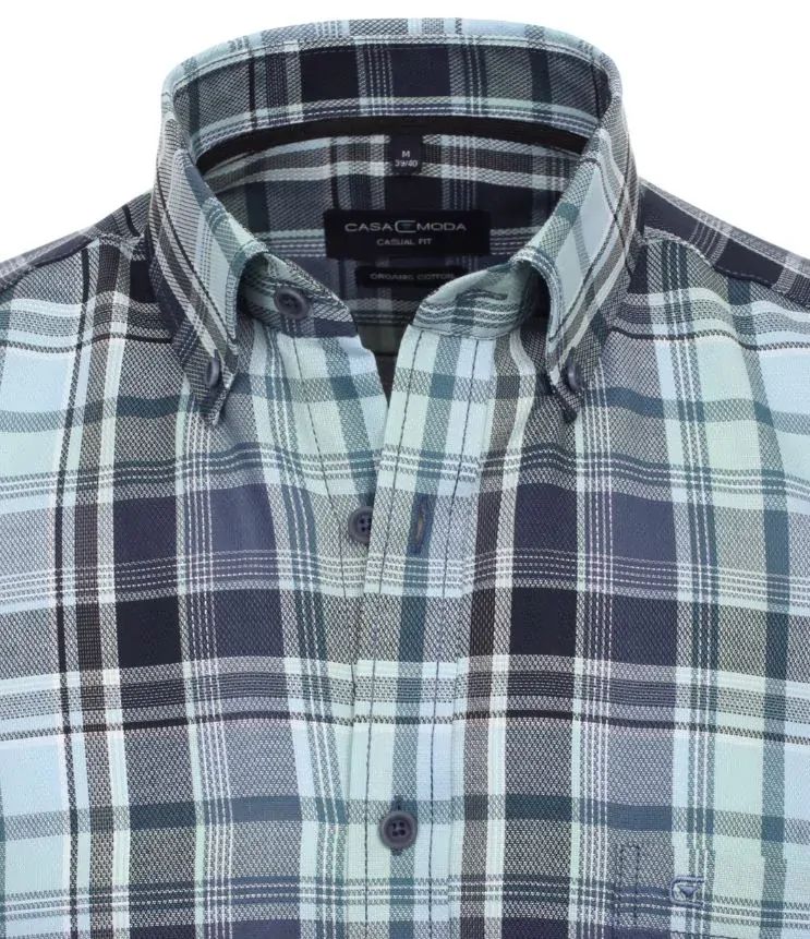 Casamoda modrá kostkovaná košile s krátkým rukávem