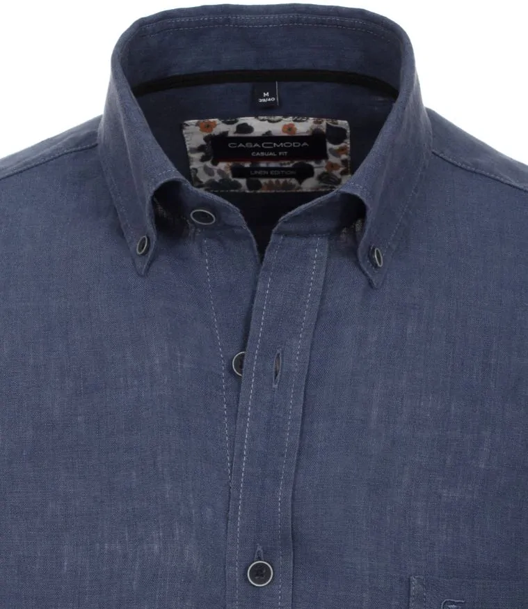 Casamoda pánská lněná košile s dlouhým rukávem tmavě modrá
