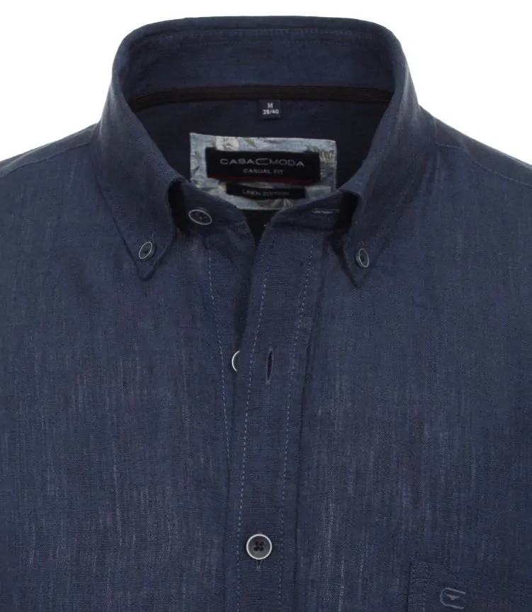 Casamoda lněná košile s krátkým rukávem modrá