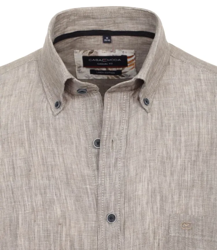 Casamoda lněná košile s krátkým rukávem béžová