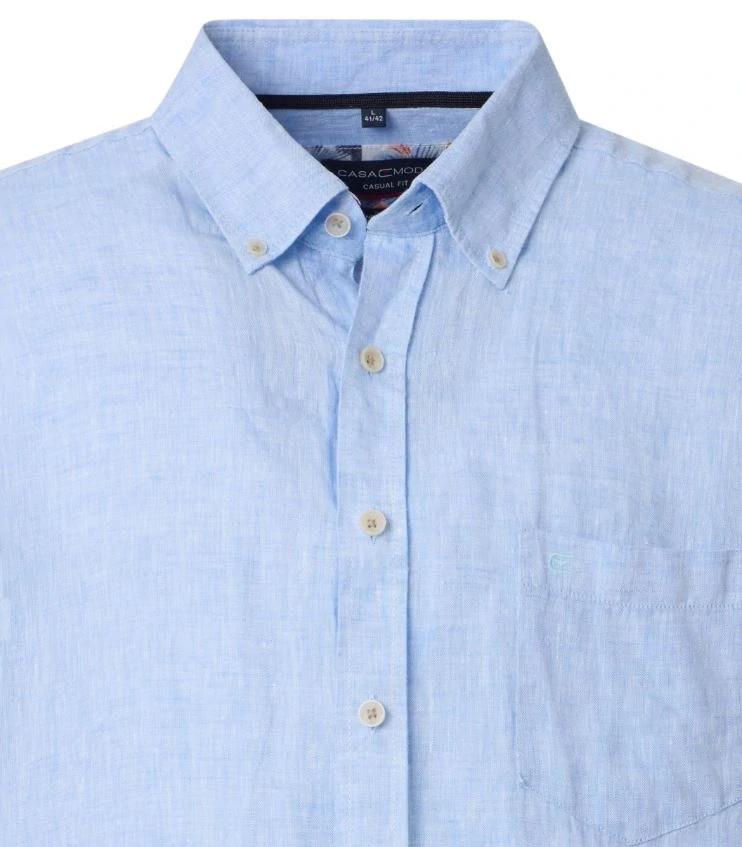 Casamoda lněná košile Casual short světle modrá