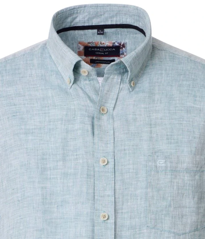 Casamoda lněná košile Casual short petrolejová