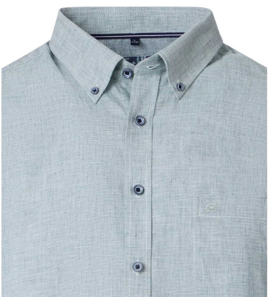 Casamoda lněná košile s krátkým rukávem zelenkavá až do vel. 8XL