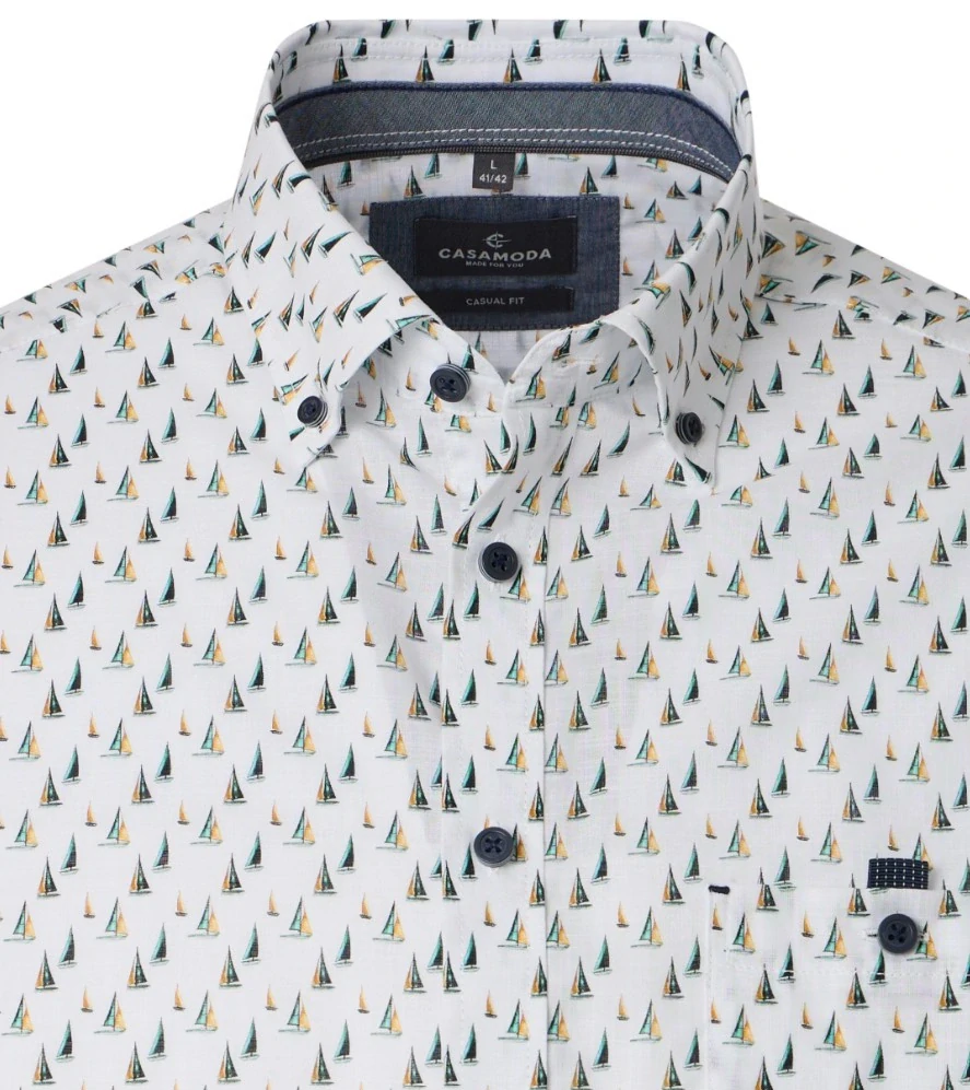 Casamoda svtělá košile s potiskem lodí s krátkým rukávem