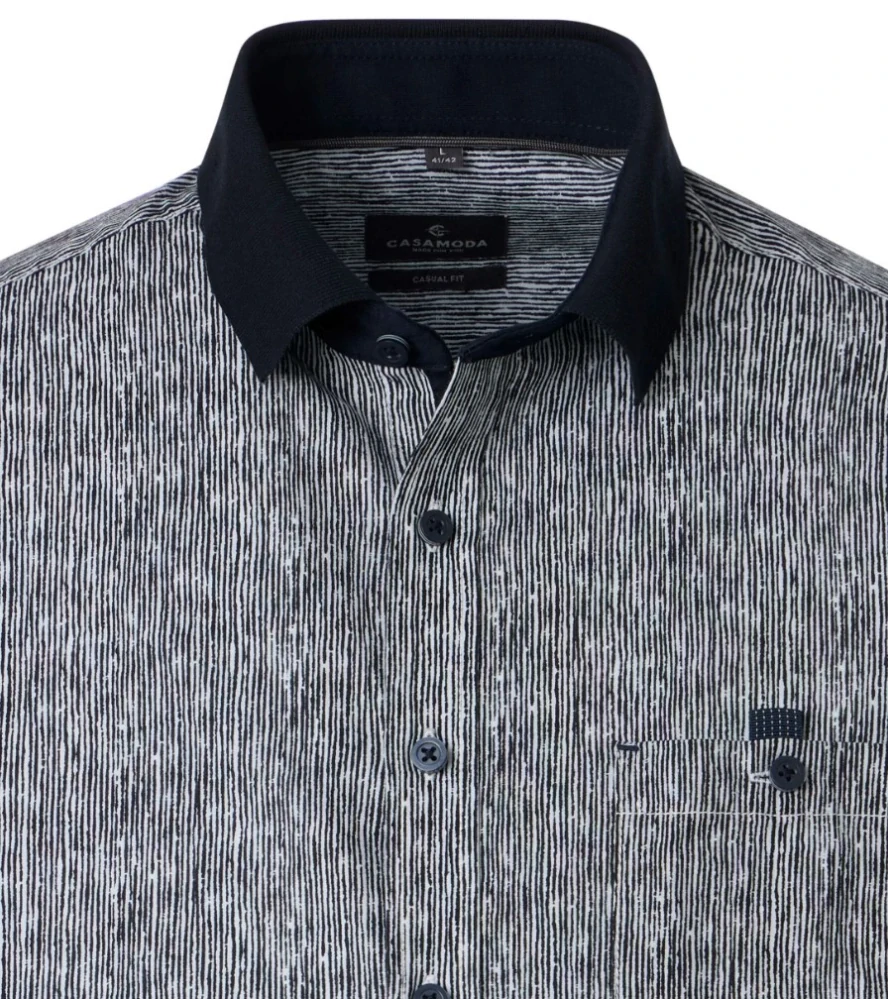 Casamoda černo-šedá košile s krátkým rukávem