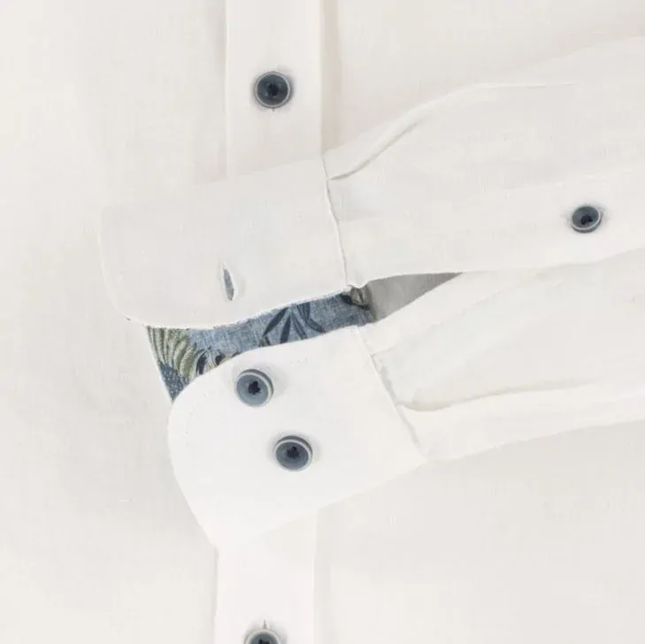 Casamoda lněná košile s dlouhým rukávem - bílá