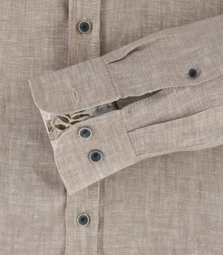 Casamoda lněná košile s dlouhým rukávem - béžová