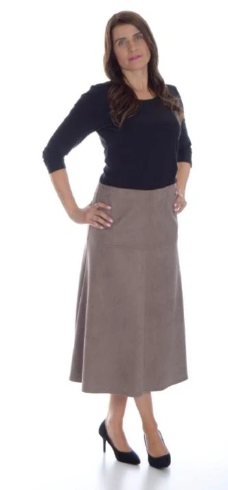 Kávová delší sukně Rosie