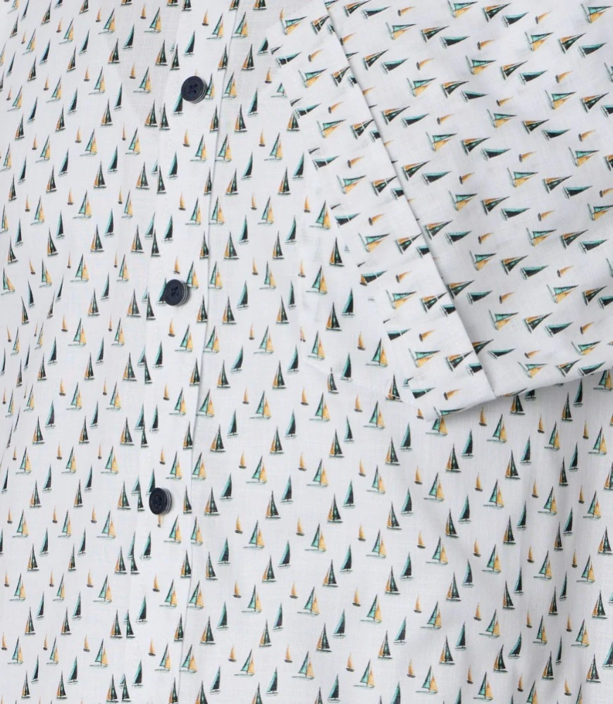 Casamoda svtělá košile s potiskem lodí s krátkým rukávem