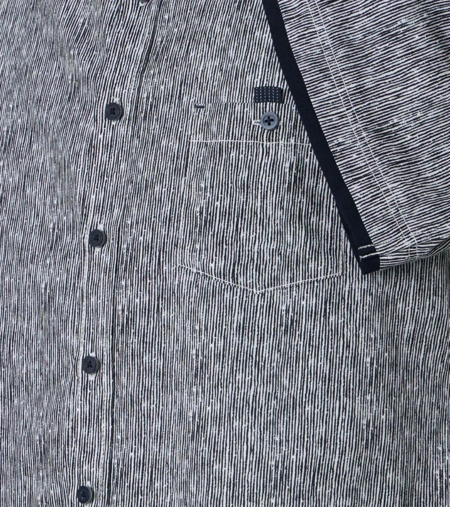 Casamoda černo-šedá košile s krátkým rukávem