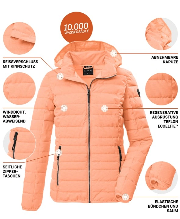 Killtec dámská zimní prošívaná bunda light coral