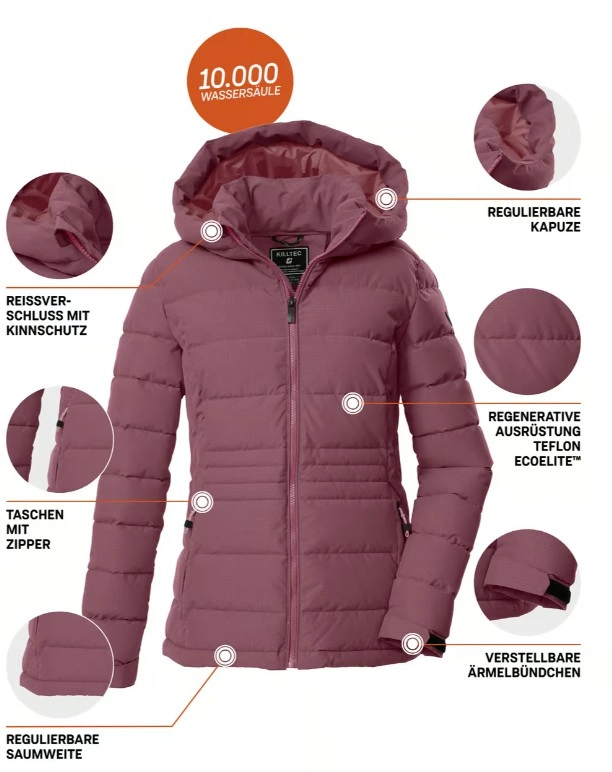Killtec dámská prošívaná bunda dark mauve
