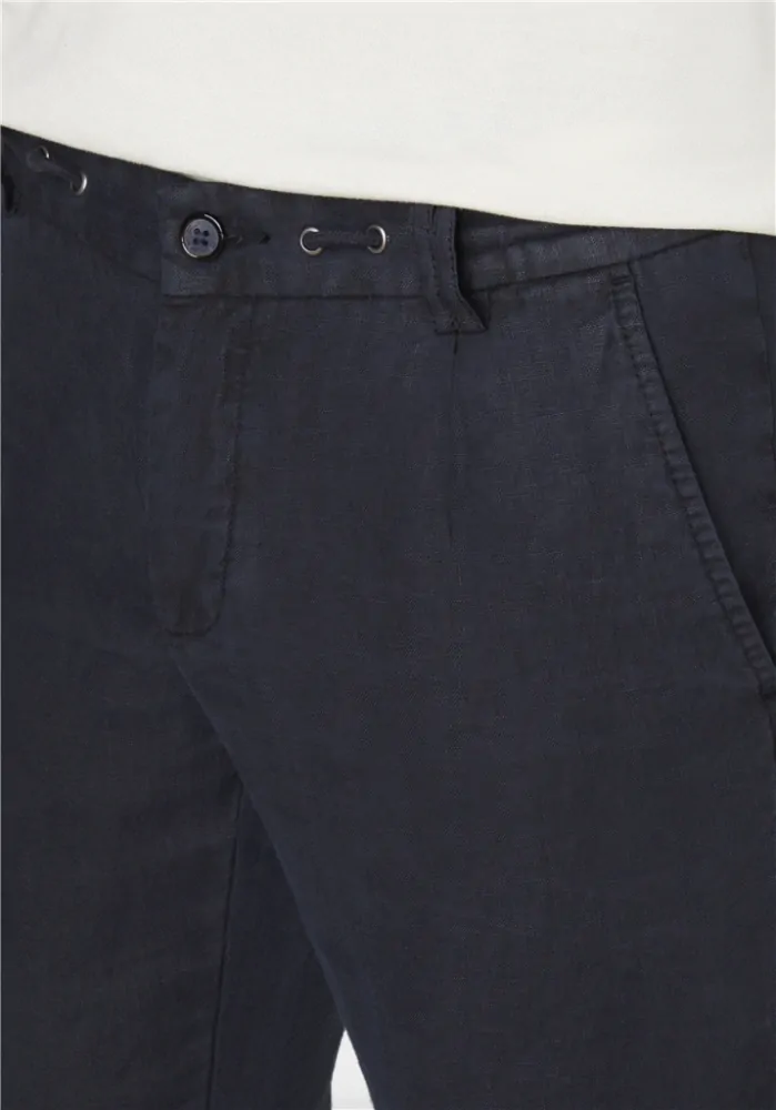 Pánské lněné kalhoty modré