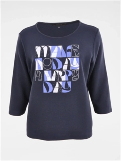 Navigazione tmavě modré triko s 3/4 rukávem s potiskem