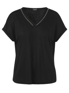 Via appia due černé triko s ozdobným výstřihem