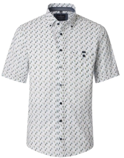 Casamoda světlá košile s potiskem lodí s krátkým rukávem